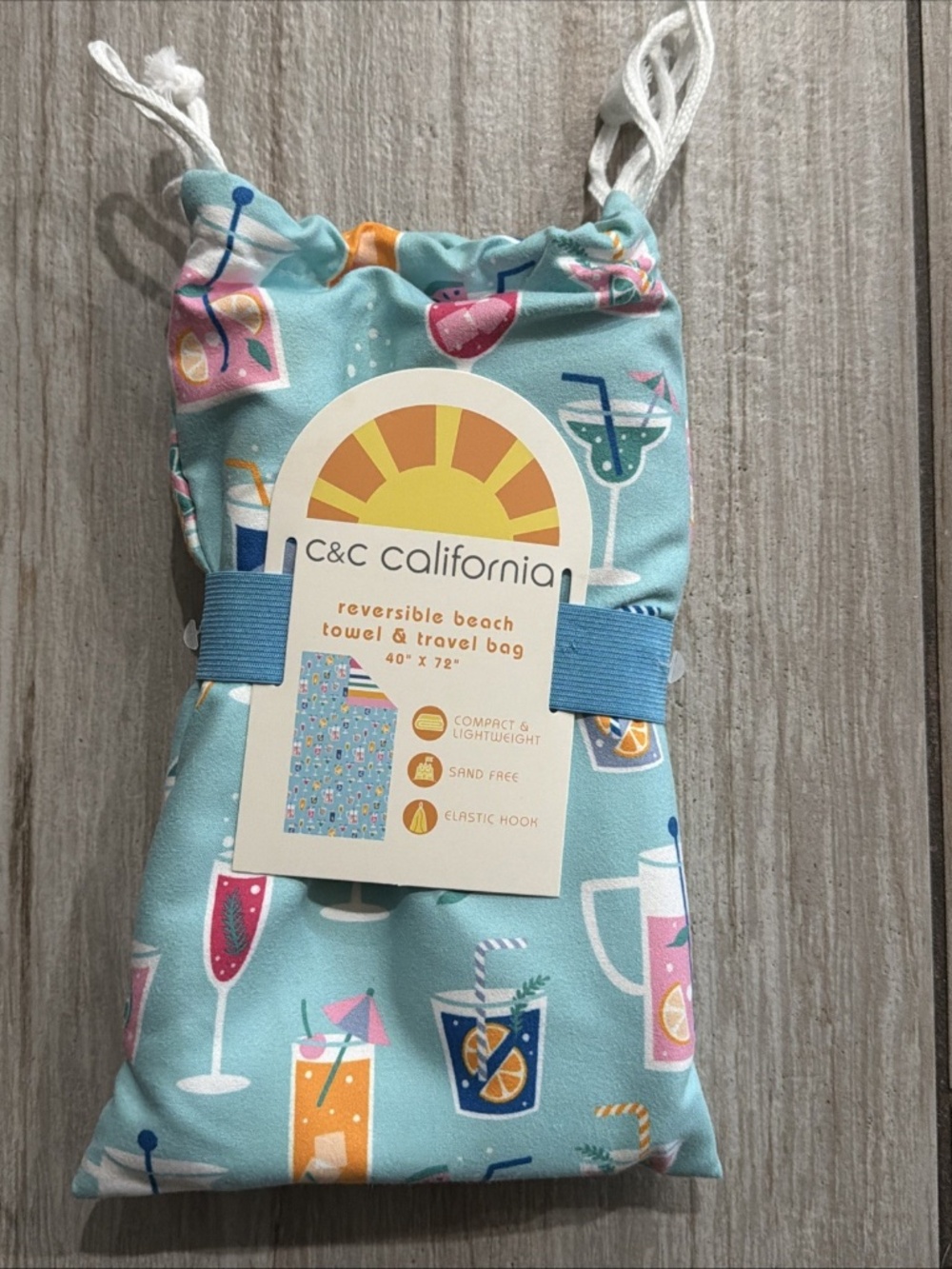 C&C California Cocktails Print Reversible Beach Towel & Travel Bag